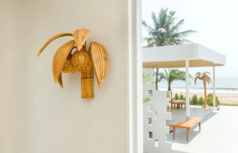 Best Pamono Rattan Coconut Wall Light, 1990s