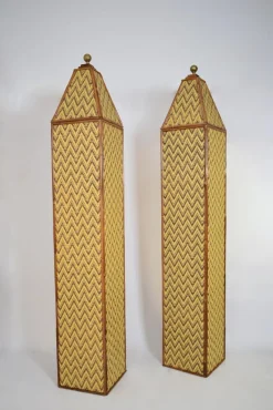 Pamono Rattan Columns, 1970s, Set of 2> Pedestals And Columns