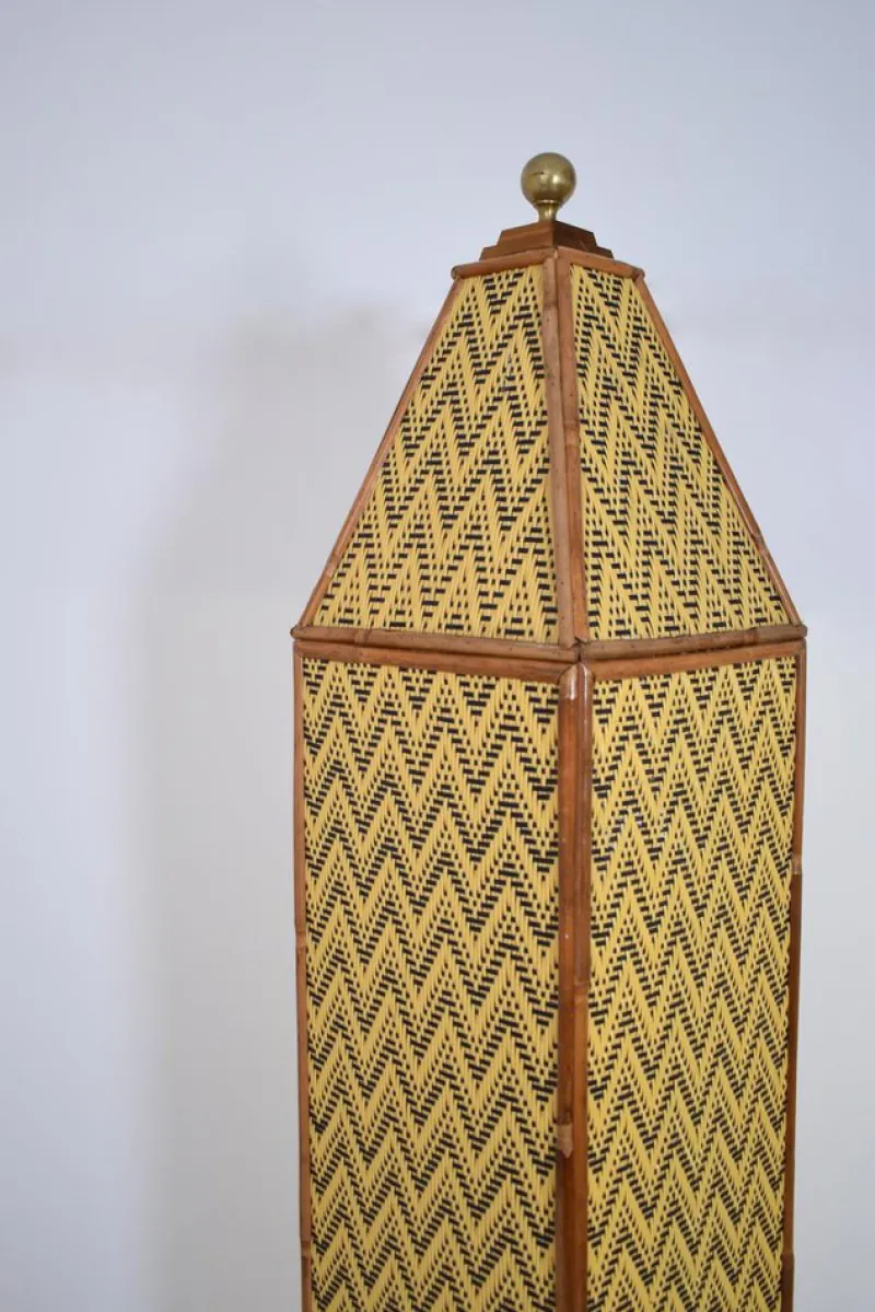 Pamono Rattan Columns, 1970s, Set of 2> Pedestals And Columns
