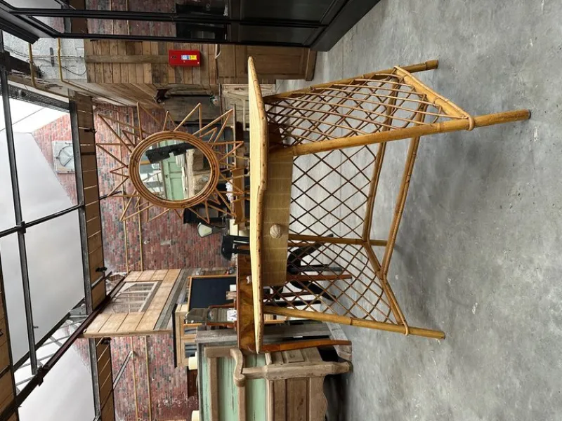 Pamono Rattan Dressing Table & Stool, 1960s, Set of 2> Dressing Tables