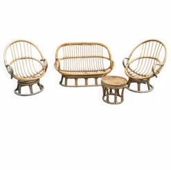 Pamono Rattan Garden Furniture, 1960s, Set of 4> Garden Seating