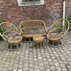 Pamono Rattan Garden Furniture, 1960s, Set of 4> Garden Seating