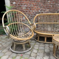 Pamono Rattan Garden Furniture, 1960s, Set of 4><noscript><img width=