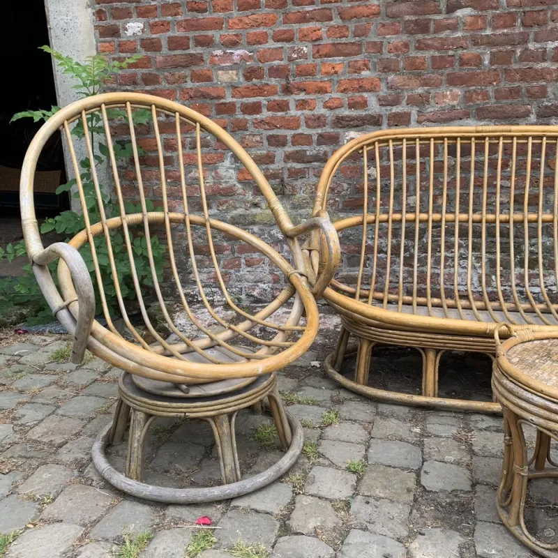 Pamono Rattan Garden Furniture, 1960s, Set of 4> Garden Seating