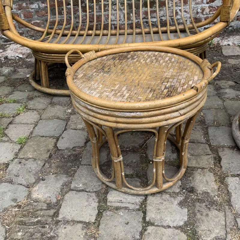 Pamono Rattan Garden Furniture, 1960s, Set of 4> Garden Seating
