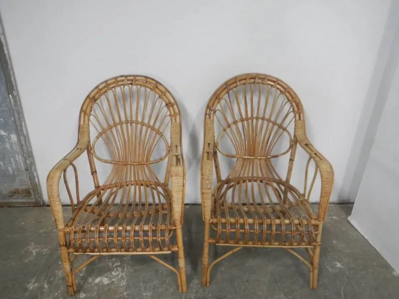 Pamono Rattan Garden Seating, 1970s, Set of 4> Garden Seating