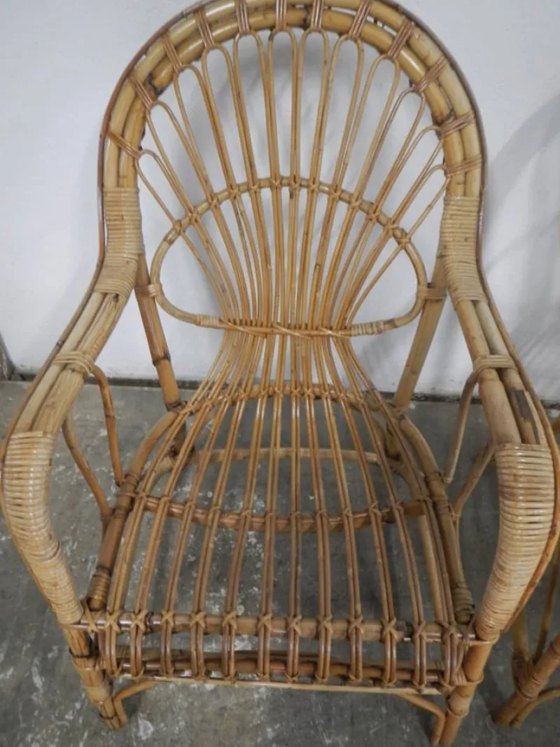 Pamono Rattan Garden Seating, 1970s, Set of 4> Garden Seating