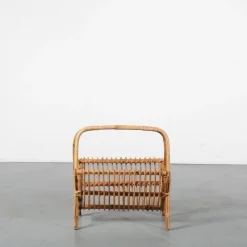Pamono Rattan Magazine Rack, Italy, 1950s> Magazine Racks