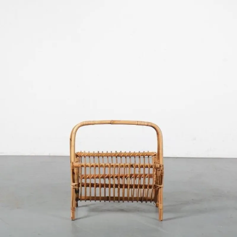 Pamono Rattan Magazine Rack, Italy, 1950s> Magazine Racks