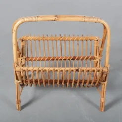 Pamono Rattan Magazine Rack, Italy, 1950s><noscript><img width=