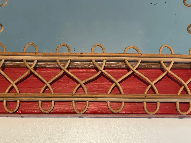 Online Pamono Rattan Mirror on Red Background