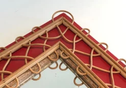 Online Pamono Rattan Mirror on Red Background