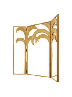 Pamono Rattan 3-Panel Folding Screen with Mirrors> Room Dividers & Screens