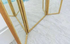 Pamono Rattan 3-Panel Folding Screen with Mirrors><noscript><img width=