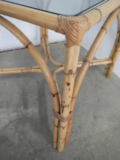 Pamono Rattan Table, Italy, 1970s><noscript><img width=