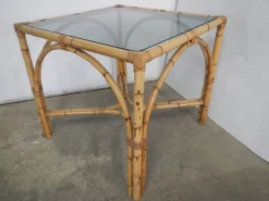 Pamono Rattan Table, Italy, 1970s><noscript><img width=