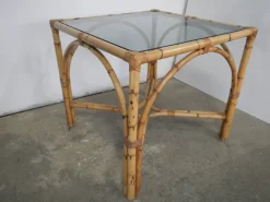 Pamono Rattan Table, Italy, 1970s><noscript><img width=