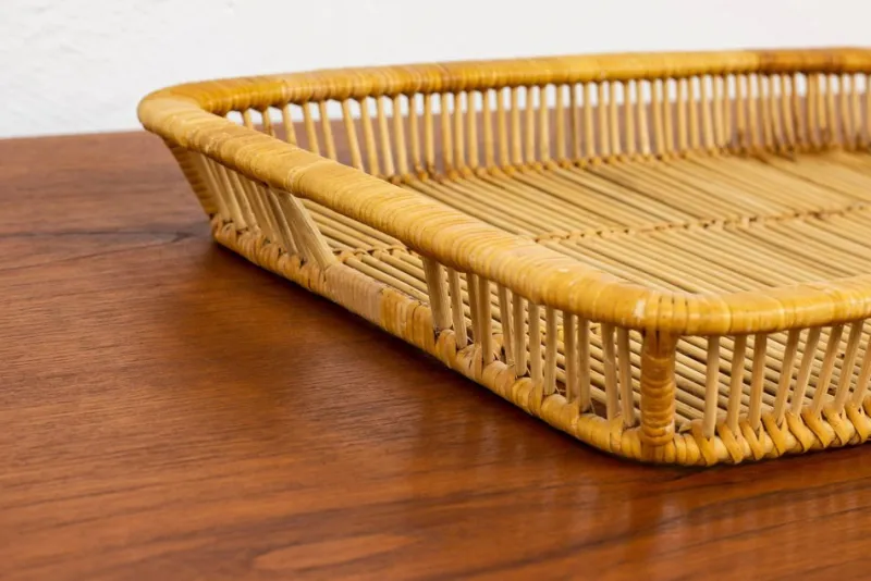 Pamono Rattan Tray by Artek, 1960s> Trays