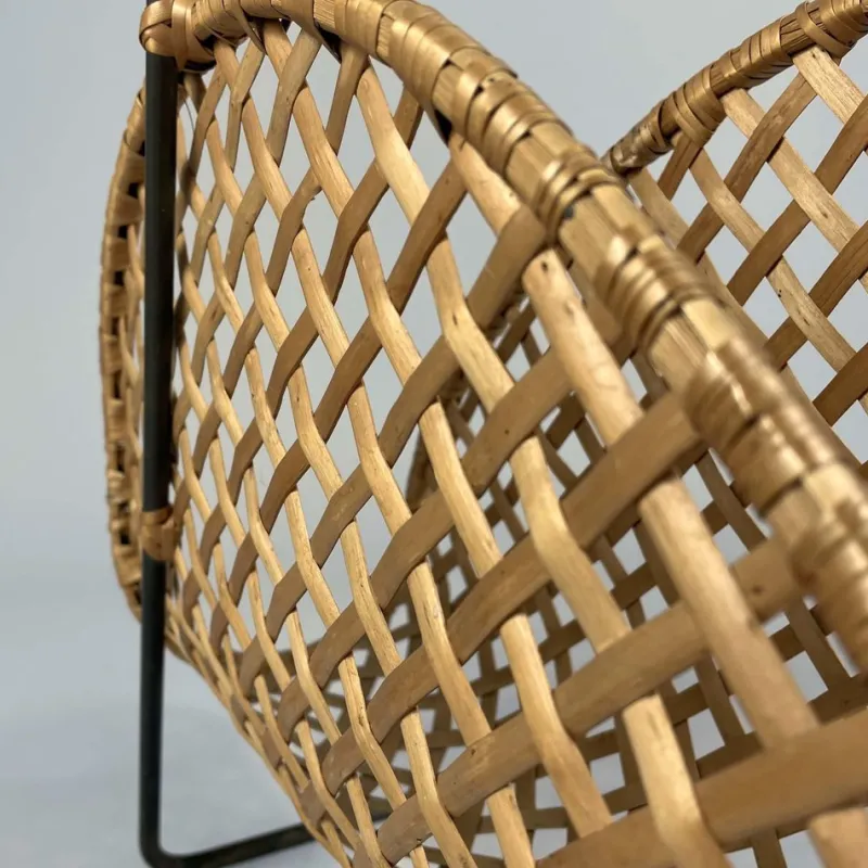 Pamono Rattan Wicker Magazine Rack, Austria 1950s> Magazine Racks