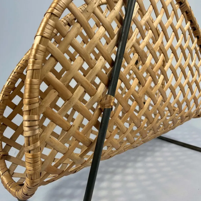 Pamono Rattan Wicker Magazine Rack, Austria 1950s> Magazine Racks