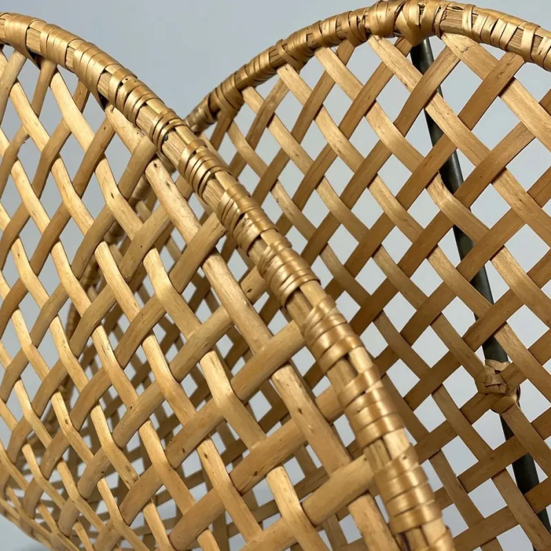 Pamono Rattan Wicker Magazine Rack, Austria 1950s> Magazine Racks