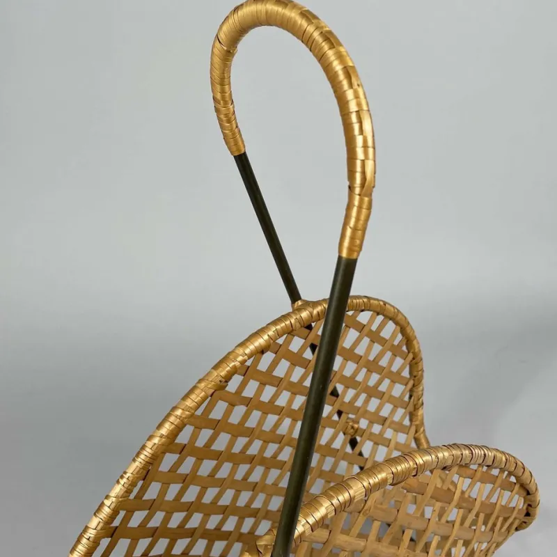 Pamono Rattan Wicker Magazine Rack, Austria 1950s> Magazine Racks