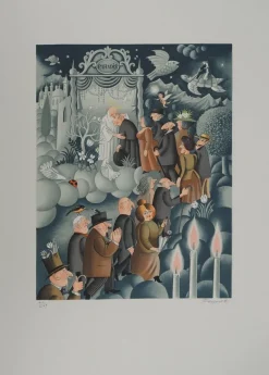 Pamono Raymond Peynet, Entrance to Paradise, Original Signed Lithograph> Posters