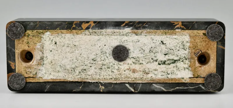 Pamono Raymonde Guerbe, Art Deco Seated Lady Holding a Ball, 1930s, Metal with Onyx Base> Art Deco