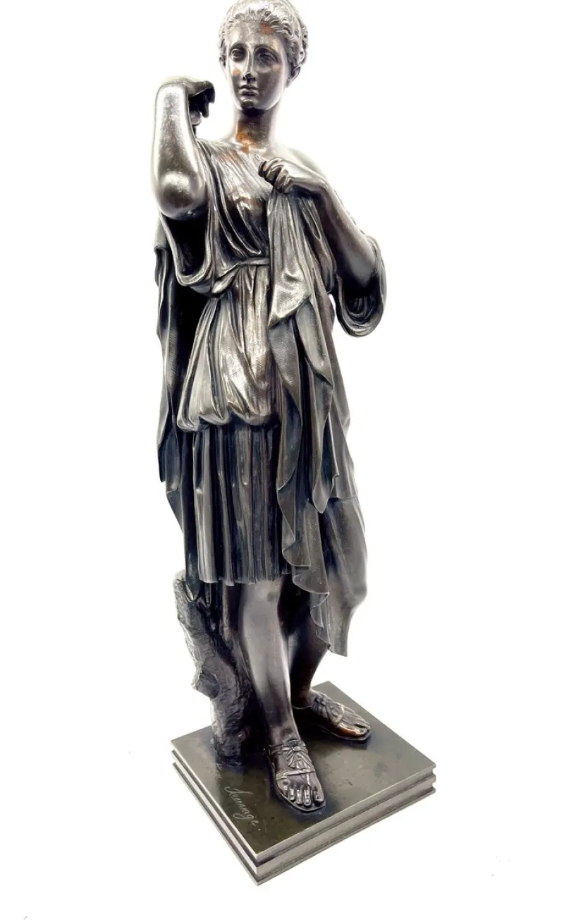 Outlet Pamono Réduction Sauvage, The Goddess Diana or Artemis, 19th Century, Large Black Patinated Bronze