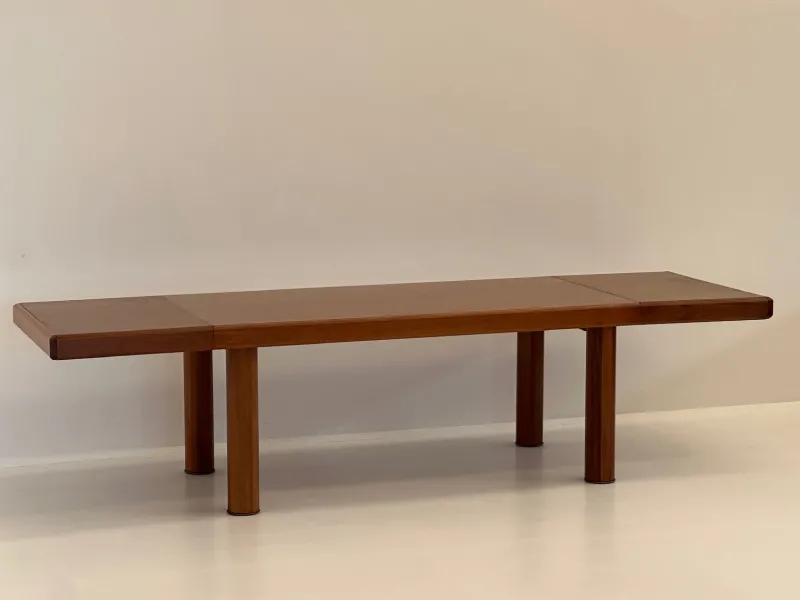 Pamono Rectangular and Extendable Wooden Dining Table, 1980s