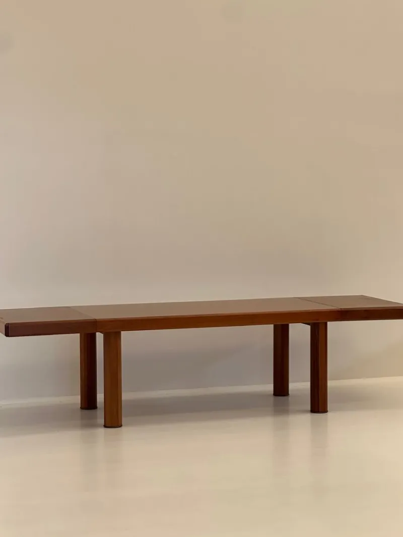Pamono Rectangular and Extendable Wooden Dining Table, 1980s