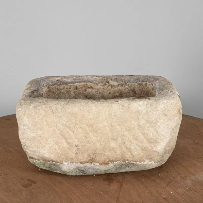 Pamono Rectangular Carved Stone Garden Planter> Planters And Jardiniere