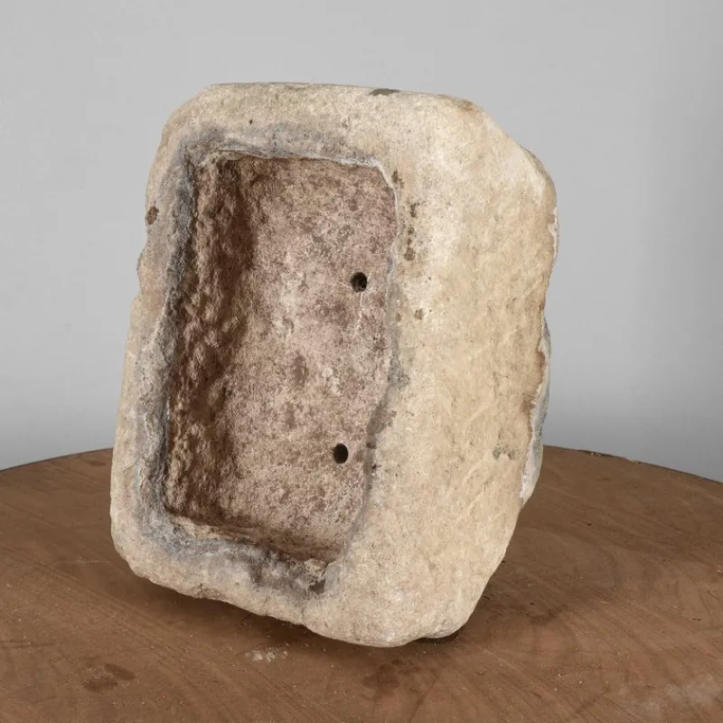 Pamono Rectangular Carved Stone Garden Planter> Planters And Jardiniere