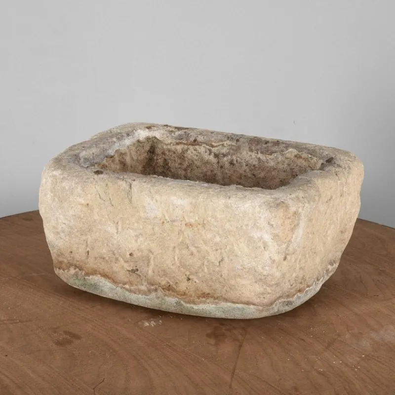 Pamono Rectangular Carved Stone Garden Planter> Planters And Jardiniere