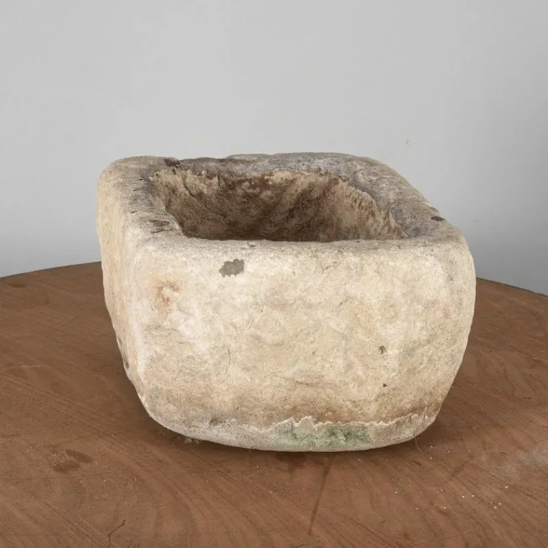 Pamono Rectangular Carved Stone Garden Planter> Planters And Jardiniere