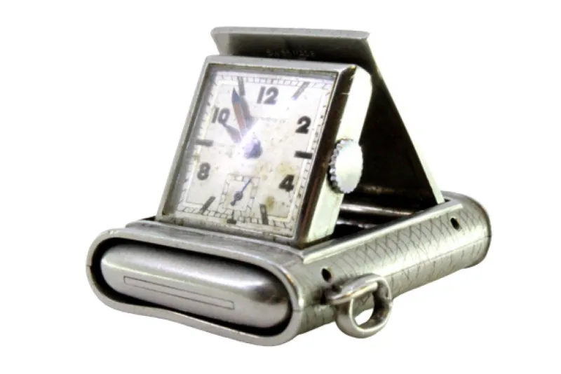Pamono Rectangular Shaped Hand-Wound Pocket Watch with Side-Press Opening Lid> Watches