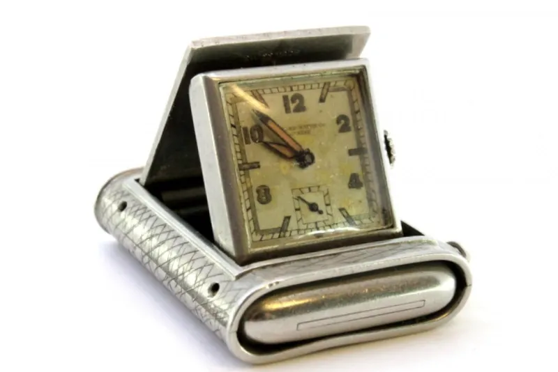 Pamono Rectangular Shaped Hand-Wound Pocket Watch with Side-Press Opening Lid> Watches