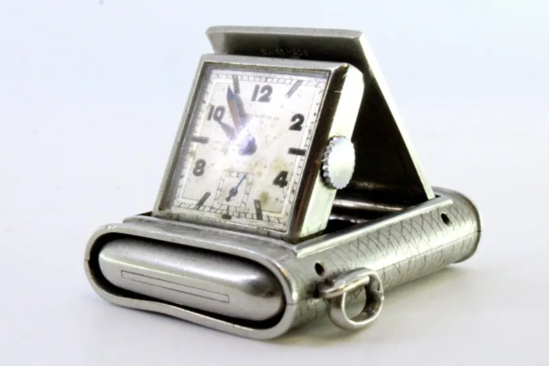 Pamono Rectangular Shaped Hand-Wound Pocket Watch with Side-Press Opening Lid> Watches
