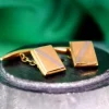 Pamono Rectangular Two-Tone Gold Cufflinks, Set of 2
