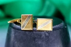 Pamono Rectangular Two-Tone Gold Cufflinks, Set of 2