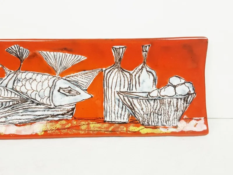 Hot Pamono Red & White Ceramic Tiles from Sam S. Marino, 1960s, Set of 2