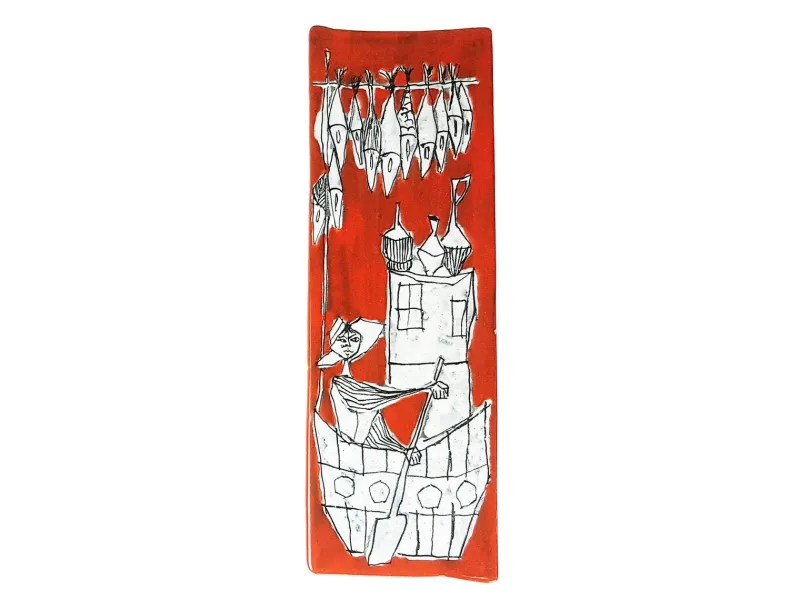 Hot Pamono Red & White Ceramic Tiles from Sam S. Marino, 1960s, Set of 2