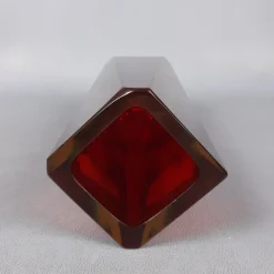 Pamono Red Amber Sommerso Murano Glass Vase by Flavio Poli for Seguso, 1970s><noscript><img width=