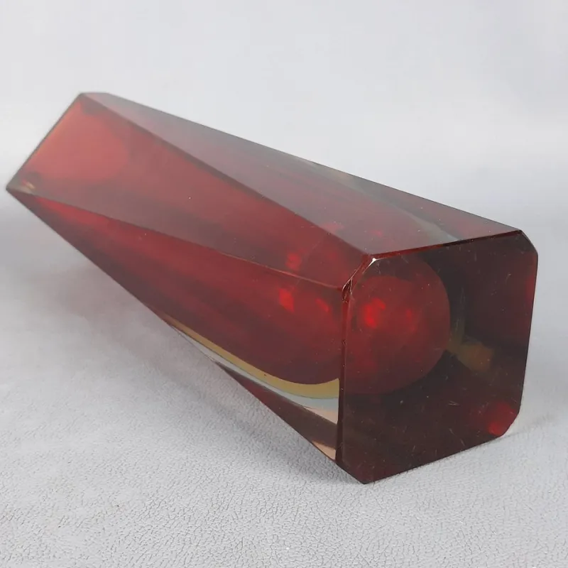 Pamono Red Amber Sommerso Murano Glass Vase by Flavio Poli for Seguso, 1970s> Vases