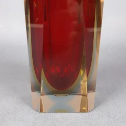 Pamono Red Amber Sommerso Murano Glass Vase by Flavio Poli for Seguso, 1970s><noscript><img width=