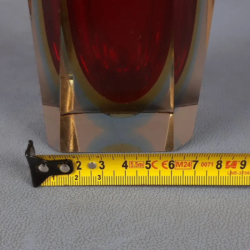 Pamono Red Amber Sommerso Murano Glass Vase by Flavio Poli for Seguso, 1970s> Vases