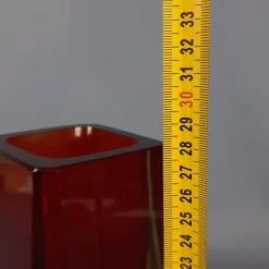Pamono Red Amber Sommerso Murano Glass Vase by Flavio Poli for Seguso, 1970s><noscript><img width=