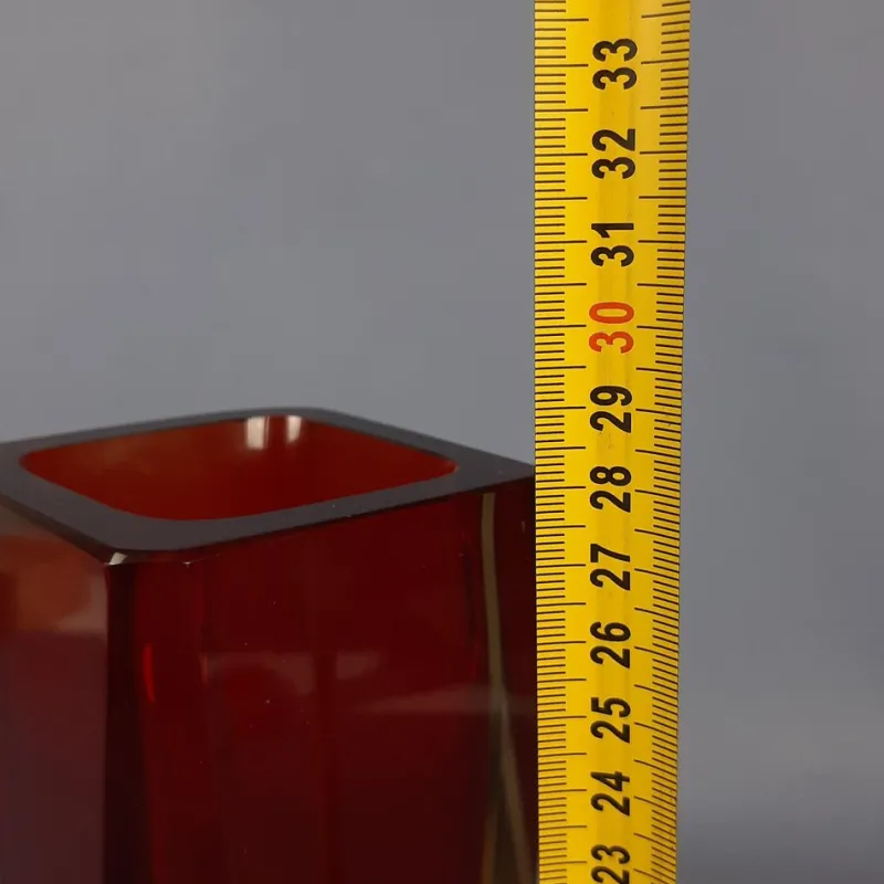 Pamono Red Amber Sommerso Murano Glass Vase by Flavio Poli for Seguso, 1970s> Vases