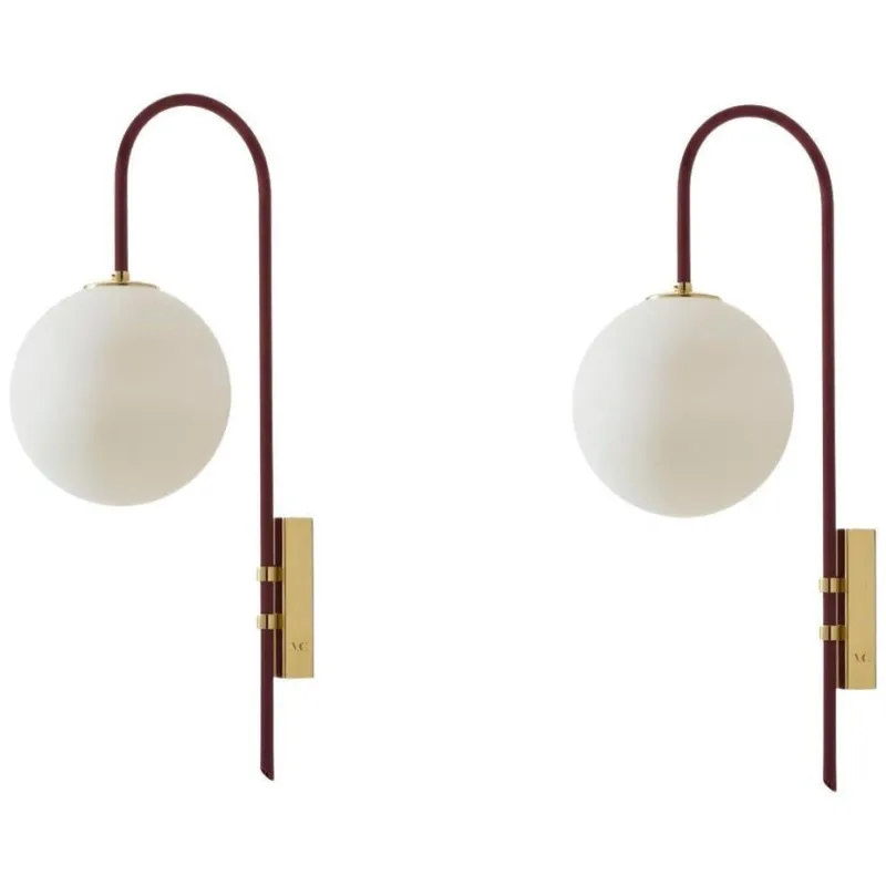 Pamono Red Brass Wall Lamp 06 by Magic Circus Editions, Set of 2> Wall Lights & Sconces