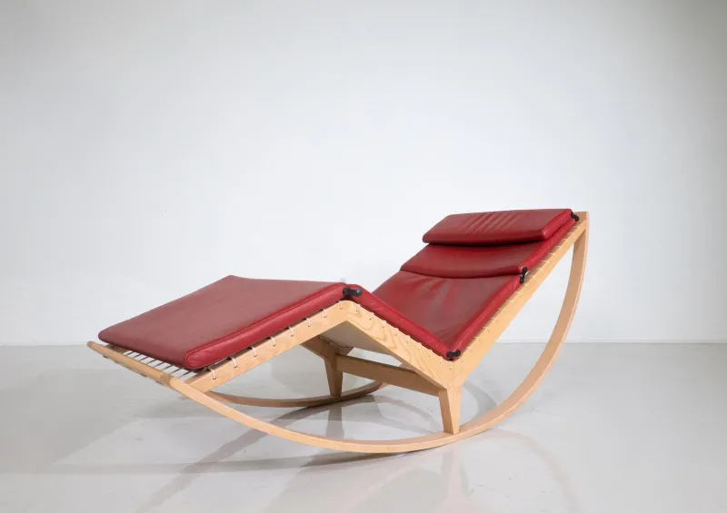 Hot Pamono Red Canapo Rocking Chair attributed to Franco Albini for Cassina, Italy, 2010
